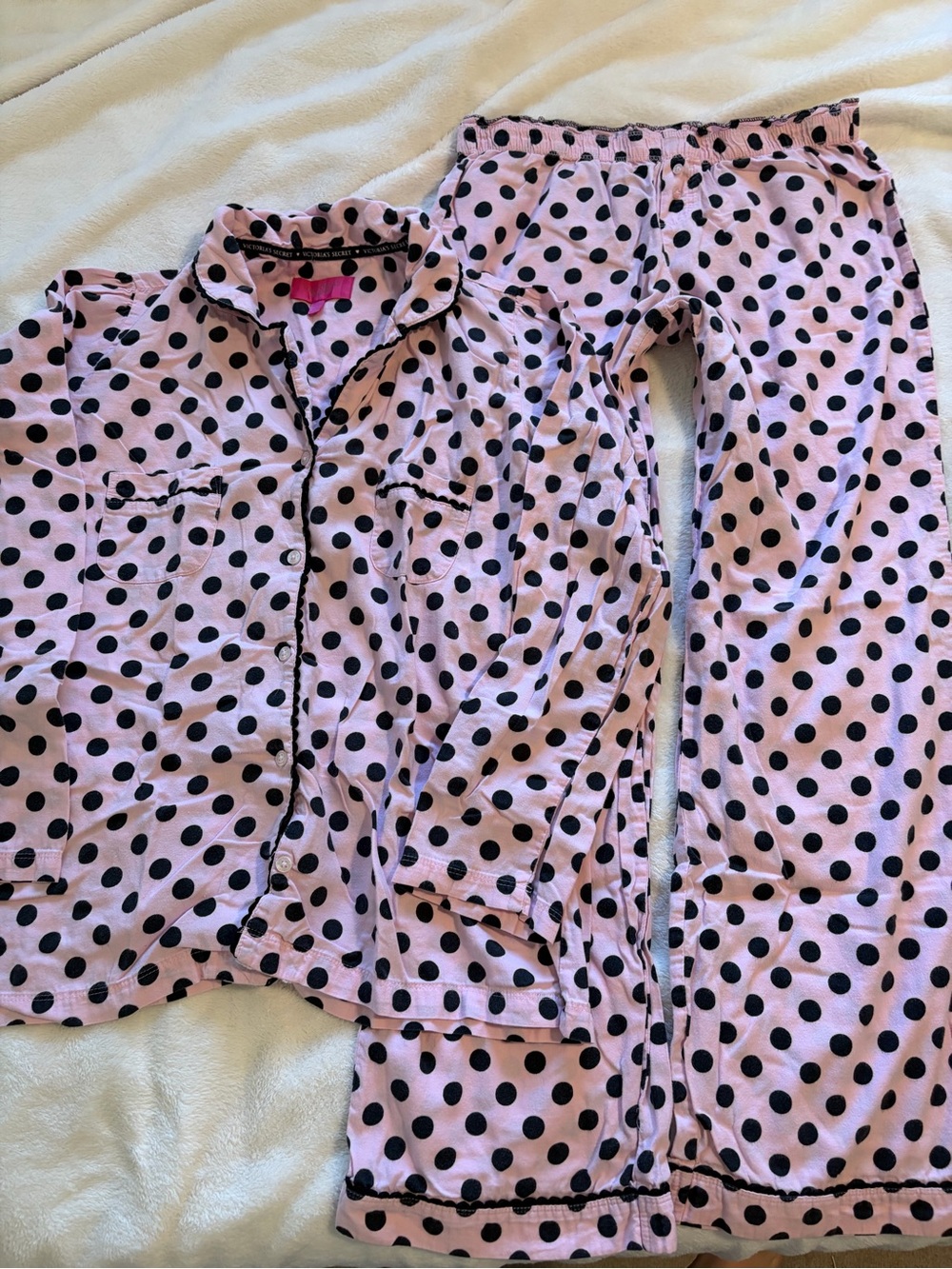 Victoria's Secret Pink and Black Polka Dot Kids Pajama Set